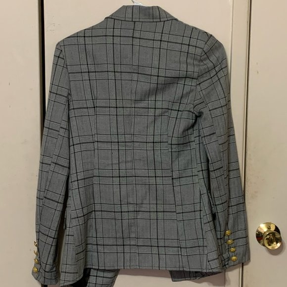 Missguided Grey Military Plaid Jacket size US 0 - Picture 5 of 5